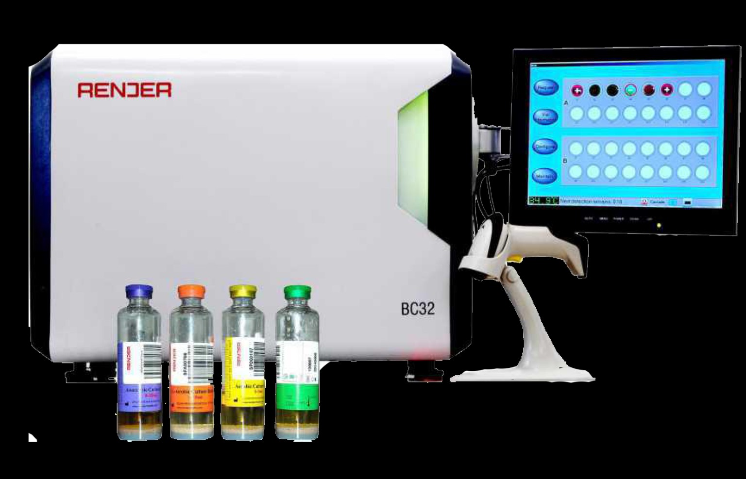 Render BC32 automated blood culture analyser and blood culture bottles